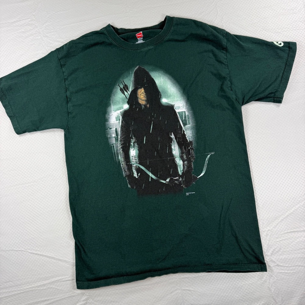 Vintage Arrow DC Comics TV Series T-Shirt Green Graphitti Mens Size M Medium